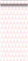 ESTAhome papier peint triangles graphiques rose clair et blanc - 128862
