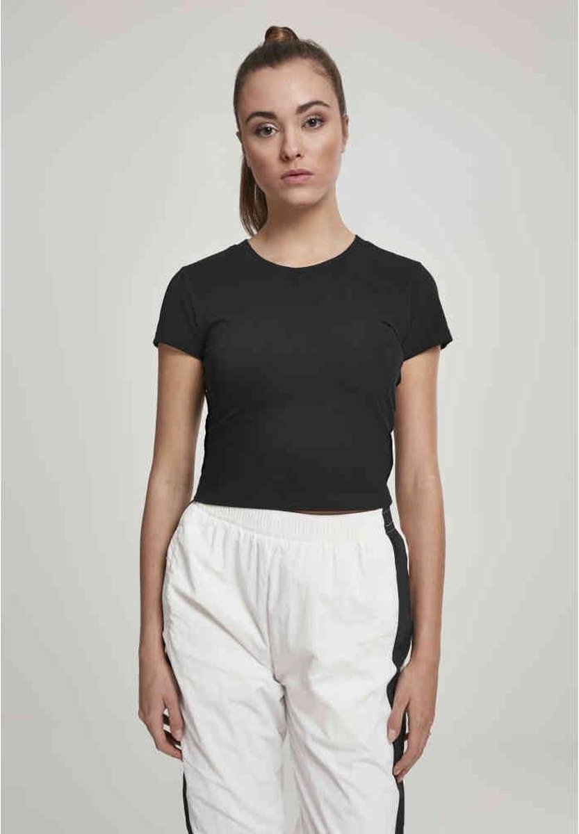 Urban Classics Stretch Jersey Cropped Tee Dames T-shirt – S Zwart