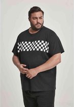 Urban Classics Heren Tshirt -5XL- Check Panel Zwart/Wit