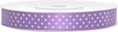 1x Hobby/decoratie lila paars satijnen sierlinten met witte stippen 1,2 cm/12 mm x 25 meter - Cadeaulinten satijnlinten/ribbons - Lila paarse linten met witte stippen - Hobbymateriaal benodigdheden - Verpakkingsmaterialen