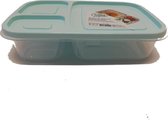 1x Lunchboxen/bewaarbakjes 3- vaks met deksel 2.6 liter -  Keukenbenodigdheden - Eten bewaren - Vershoudbakjes