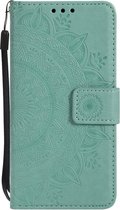 Shop4 - iPhone SE (2022) / SE (2020) / 8 / 7 Hoesje - Wallet Case Mandala Patroon Mint Groen - Kerstcadeau