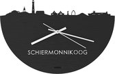 Skyline Klok Schiermonnikoog Zwart hout - Ø 40 cm - Woondecoratie - Wand decoratie woonkamer - WoodWideCities