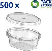 Contenants en plastique de conception ovale 175 ml. Transparent avec couvercle. 500 pièces