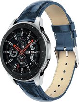 Universeel Smartwatch 22MM Bandje Echt Leer met Krokodil Textuur Blauw