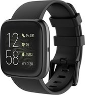 Shop4 - Geschikt voor Fitbit Versa Lite Bandje - Small Siliconen Zwart