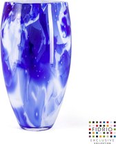 Design vaas Oval - Fidrio DELFTS BLUE - glas, mondgeblazen - hoogte 40 cm