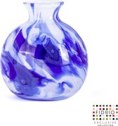 Design Bolvase with neck - Fidrio DELFTS BLUE - glas, mondgeblazen - diameter 11 cm