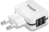 Oplader TooQ TQWC-1S02WT USB x 2 17W Wit