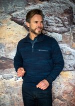 GCM trui blauw gemeleerd, rits en borstzak - maat 3XL