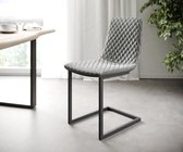 Set-van-4-gestoffeerde-stoel Novi-Adesso lichtgrijs fluweel sledemodel