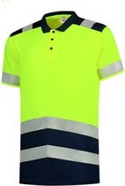 Tricorp Poloshirt Bicolor High Vis 180gr - 3007 - Fluor geel | Donkerblauw - M
