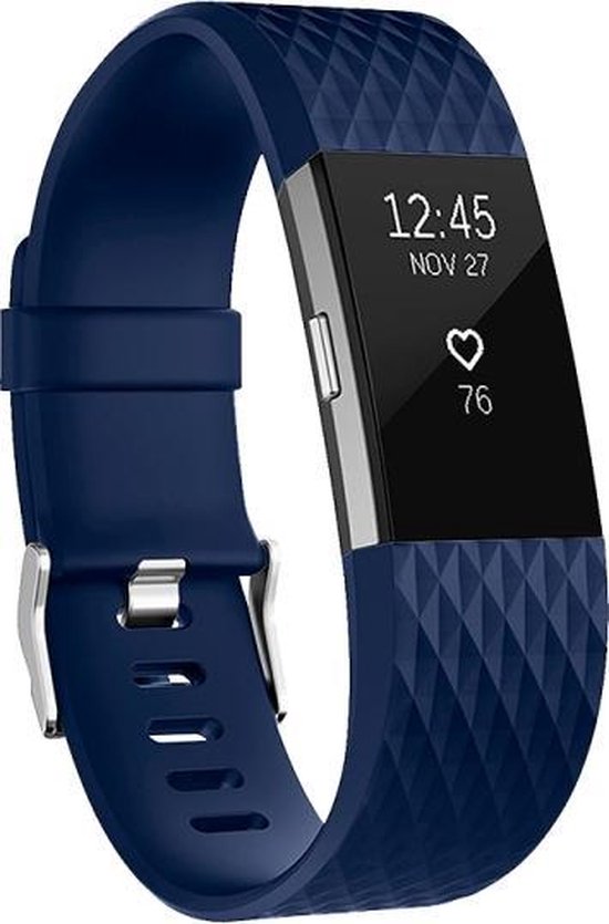 By Qubix - Fitbit Charge 2 siliconen bandje (Large) - Donker blauw - Fitbit charge bandjes