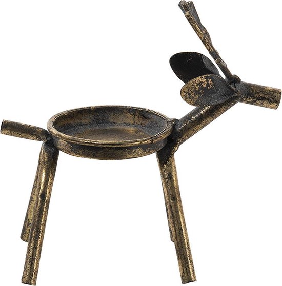 Bougeoir bronze en forme de cerf avec un réceptacle rond pour une bougie.