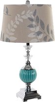 Bureaulamp DKD Home Decor Linnen Metaal Kristal Blommor (35 x 35 x 62 cm)