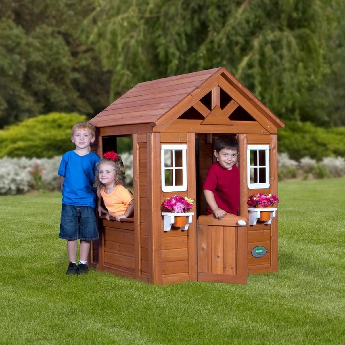 Backyard Discovery Timberlake Speelhuis in Bruin - Houten Speelhuisje met Speelkeuken, Telefoon en meer accessoires - Speelhuis voor de tuin / buiten — afbeelding 6