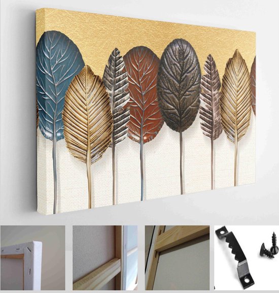 illustration of colorful leaves on decorative background 3d wallpaper. Graphical pattern modern artwork - Modern Art Canvas - Horizontal - 1887643162 - 80*60 Horizontal
