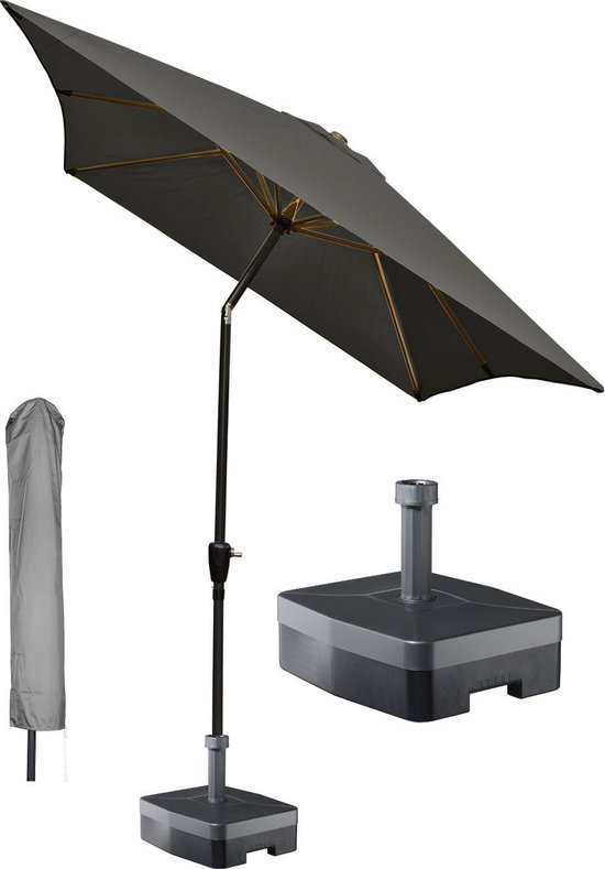 bouwen spiritueel Kers Kopu® rechthoekige parasol Bilbao 150x250 cm met hoes en voet - Antraciet |  bol.com