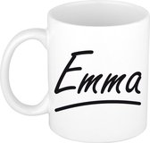 Emma naam cadeau mok / beker sierlijke letters - Cadeau collega/ moederdag/ verjaardag of persoonlijke voornaam mok werknemers