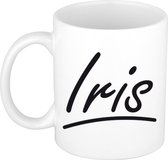Iris naam cadeau mok / beker sierlijke letters - Cadeau collega/ moederdag/ verjaardag of persoonlijke voornaam mok werknemers