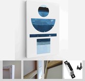 A trendy set of Blue Abstract Hand Painted Illustrations for Postcard, Social Media Banner, Brochure Cover Design or Wall Decoration Background - Modern Art Canvas - Vertical - 190