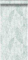 ESTAhome behang getekende bladeren groen - 139010 - 0.53 x 10.05 m