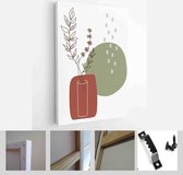 Set of creative minimalist hand painted illustrations with decorative branches, leaves and abstract flowers - Modern Art Canvas - Vertical - 1829875610 - 80*60 Vertical