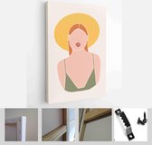 Set of abstract female shapes and silhouettes on retro summer background - Modern Art Canvas - Vertical - 1636213177 - 40-30 Vertical