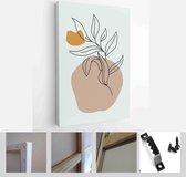 Modern Abstract Art Botanical Wall Art. Boho. Minimal Art Flower on Geometric Shapes Background. Painting Wall Pictures Home Room Decor - Modern Art Canvas - Vertical - 1952272897