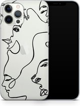 ShieldCase Abstract Faces geschikt voor Apple iPhone 12 / 12 Pro hoesje - transparant  + glazen Screen Protector