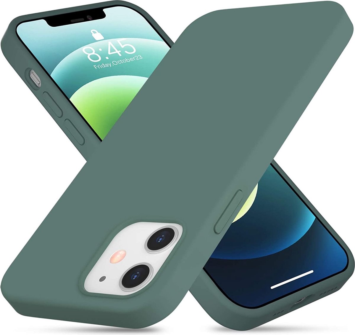 ShieldCase Silicone case geschikt voor Apple iPhone 12 Mini - 5.4 inch - donkergroen + glazen Screen Protector