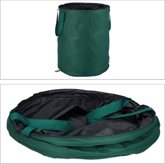Relaxdays tuinafvalzak pop up - set van 3 - 160 liter - Ø 55 cm - voor onkruid - groen van Relaxdays — afbeelding 3