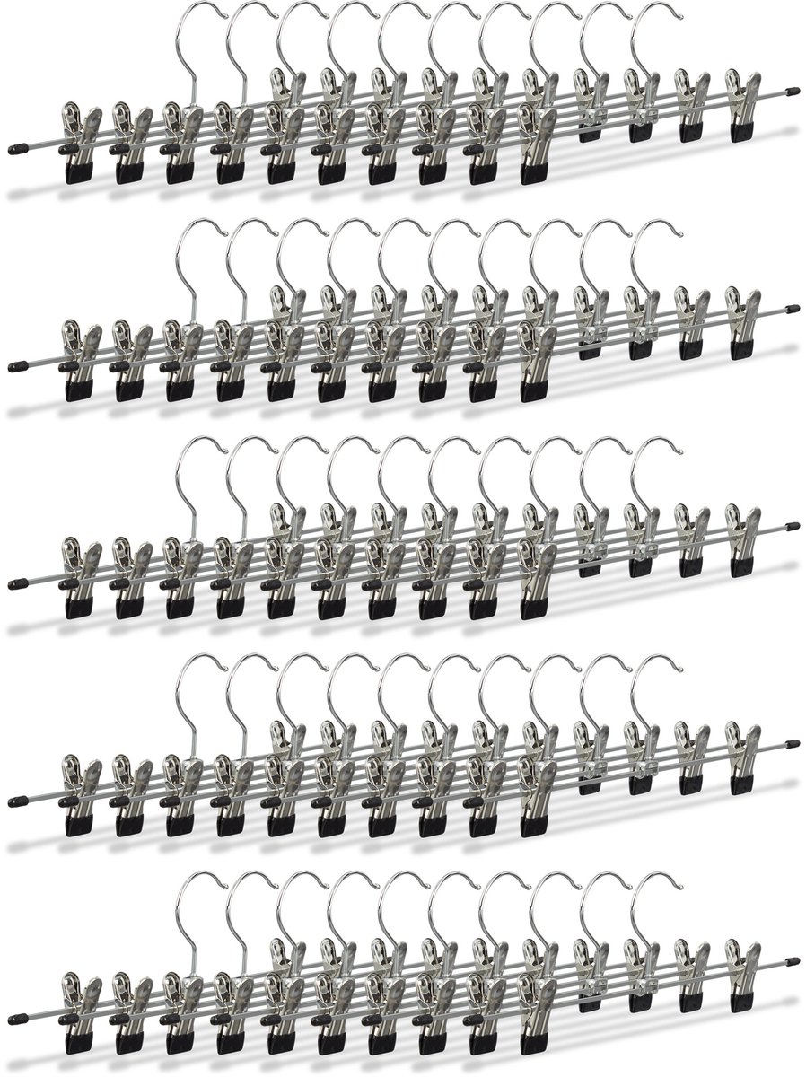 50x broekhanger metaal - klemmen met antislip - pantalonhanger - kledinghanger