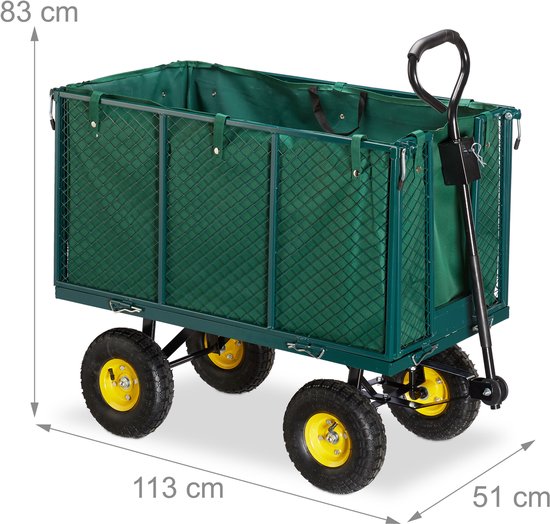 bolderkar met luchtbanden - uitklapbare zijwanden - uitneembaar zeil - tot 500 kg van bolderkar — afbeelding 4