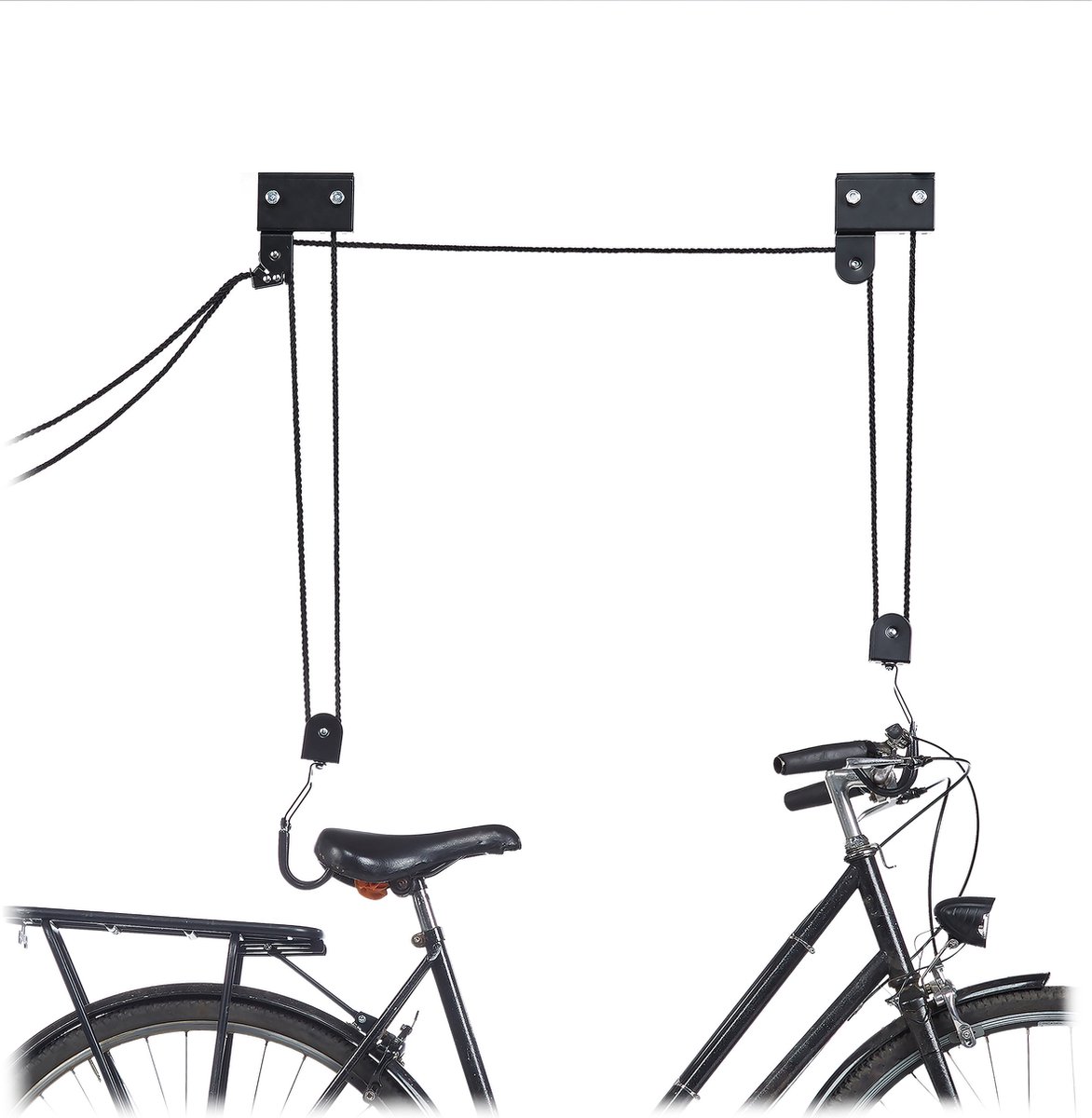 fietslift plafond - draaglast van 57 kg - met haak - universeel - met katrol - fietsophangsysteem