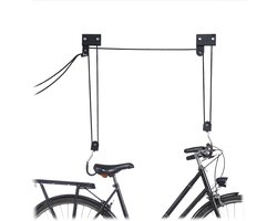 fietslift plafond - draaglast van 57 kg - met haak - universeel - met katrol - fietsophangsysteem