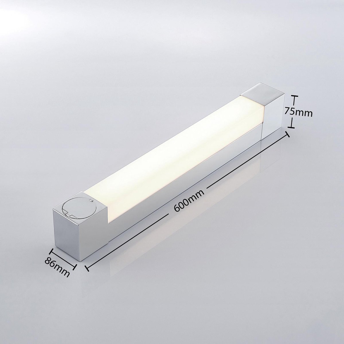 Lindby - Wandlamp - 1licht - ijzer, kunststof - H: 7.5 cm - chroom - Inclusief lichtbron