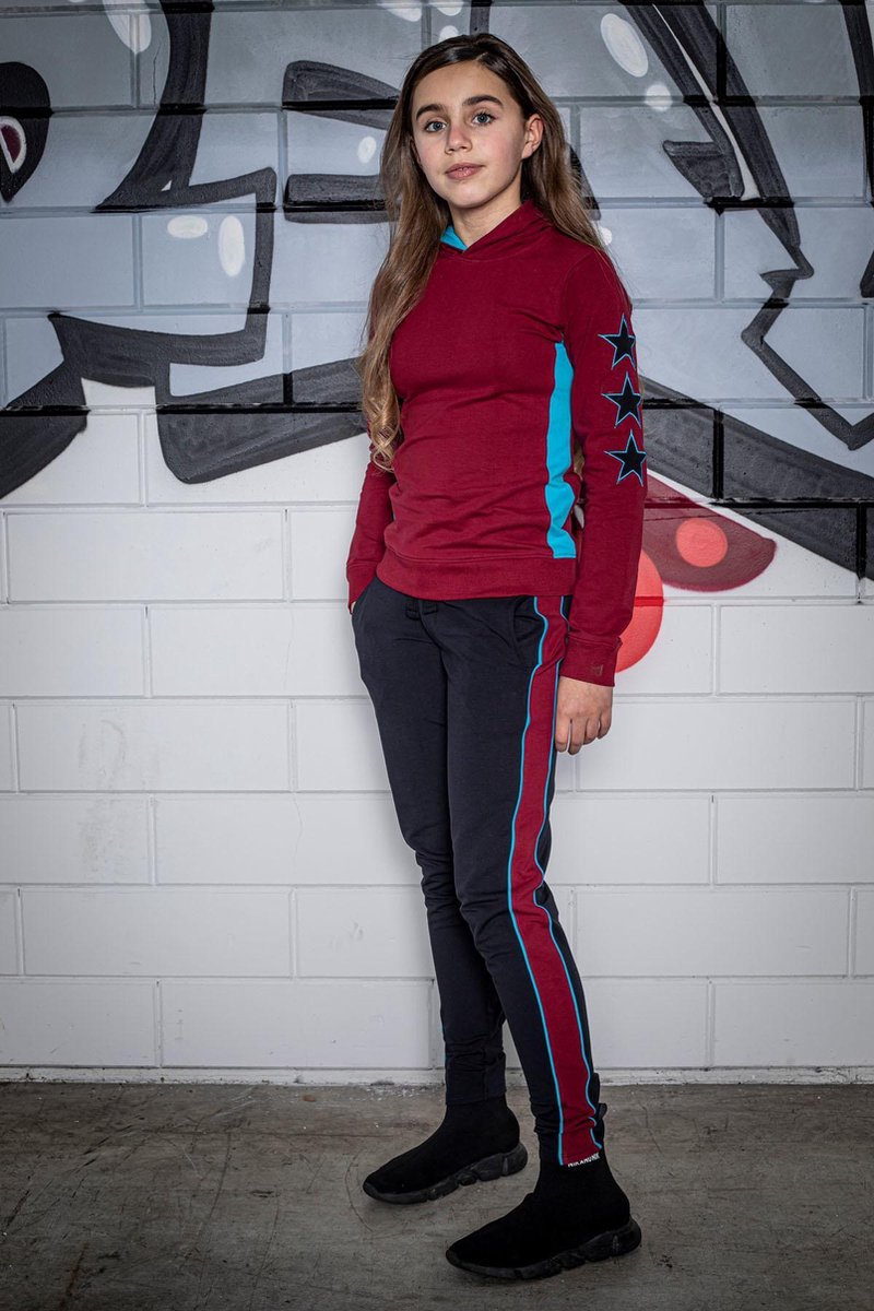 Unreal meiden joggingbroek met bies Black Red