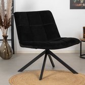 Bronx71® fauteuil velvet zwart Eevi - Fauteuil draaibaar - fauteuil industrieel zonder armleuningen - Fauteuil zwart - Zetel 1 persoons