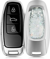 kwmobile autosleutelhoesje voor Audi A6 A7 A8 Q7 Q8 3-knops autosleutel Keyless - sleutelcover van TPU in zilver / metallic zilver - Sneeuwbol met Sterren design