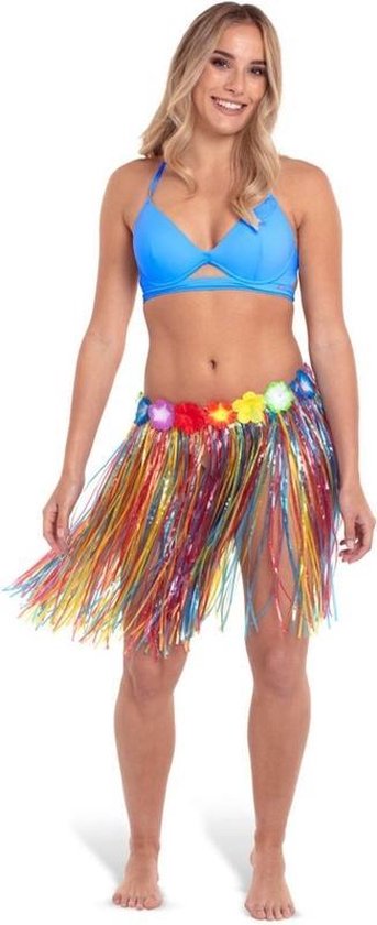 Toppers in concert - 4x stuks hawaii rokje gekleurd 45 cm - Carnaval verkleed thema kleding rokjes