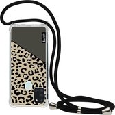 Casetastic Samsung Galaxy A21s (2020) Hoesje met koord - Lanyard Case - Leopard Mix Green Print