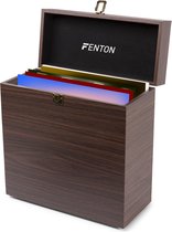 Platenkoffer - Fenton RC30 platenkoffer voor 30 - 35 platen - Geschikt voor alle formaten - Flanellen voering - Donkerbruin