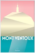 JUNIQE - Poster met kunststof lijst Mont Ventoux II -13x18 /Turkoois &