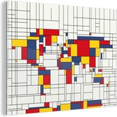 Wereldkaart mondriaan-origineel behang 265x350 cm vinylbehang - Wereldkaarten.nl