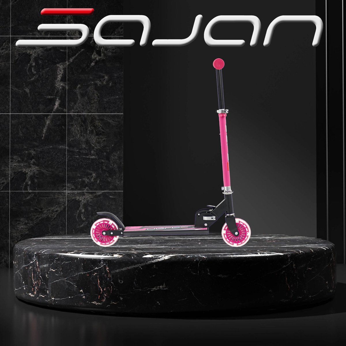 Sajan - Kinderstep - Step - Step met LED Wielen - Aluminium - Autoped - Roze — afbeelding 2