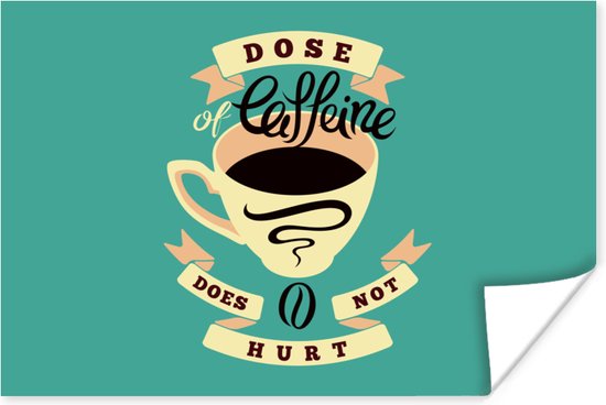 Illustration de café Vintage sur fond turquoise 30x20 cm - petite