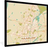 Fotolijst incl. Poster - Stadskaart - Haarlem - Vintage - 40x40 cm - Posterlijst - Plattegrond