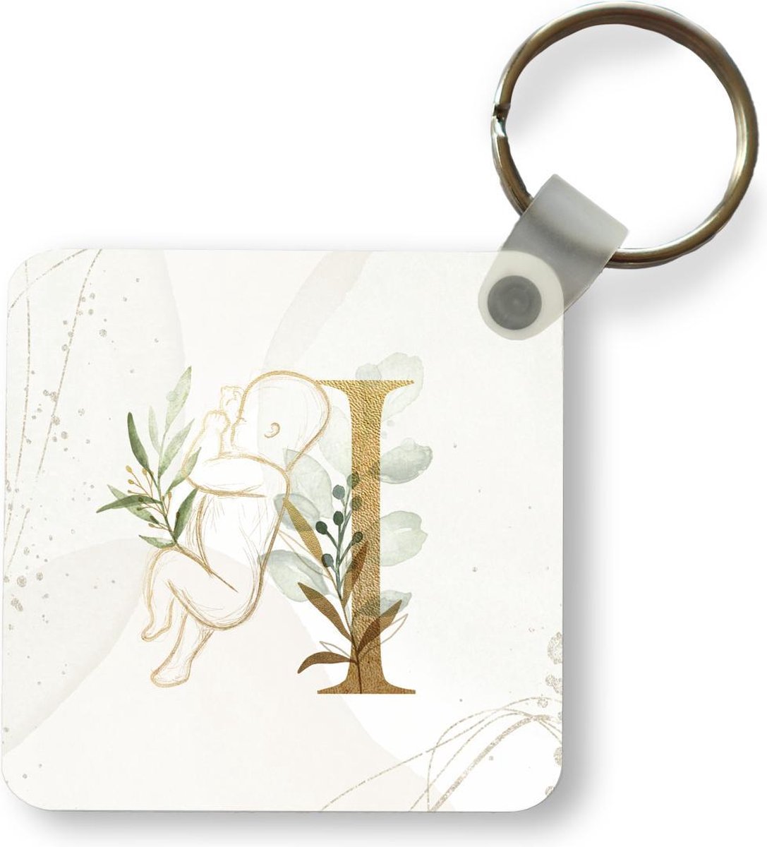 Sleutelhanger - Uitdeelcadeautjes - Letters - I - Baby - Waterverf - Plastic