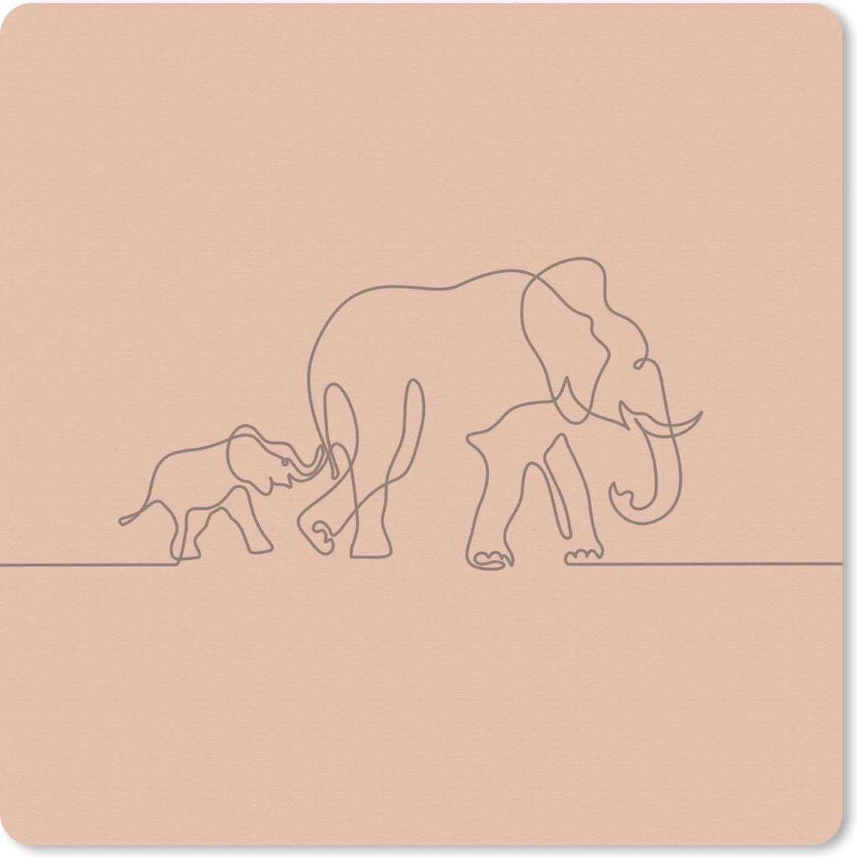 Muismat 30x30 cm - Mousepad Olifanten - Minimalisme - Simpel - Muismatten